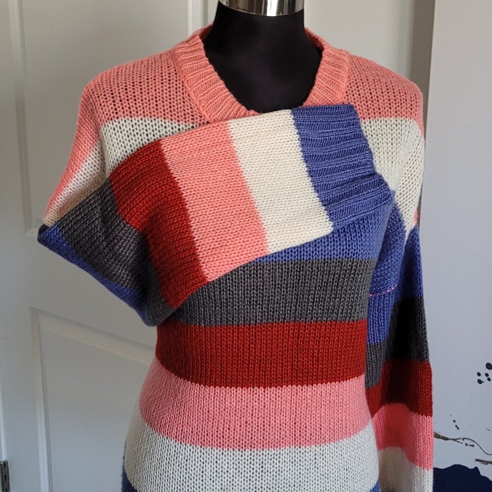Say What? Women's XL Color Block Acrylic Knit scoop Neck Sweater New w/o Tag